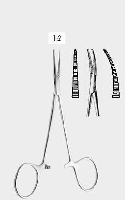 Мікрозатискач ХОЛСТЕДА (HALSTED) типу «москіт» 1х2 зубці, прямий, 12,0 см (cm)